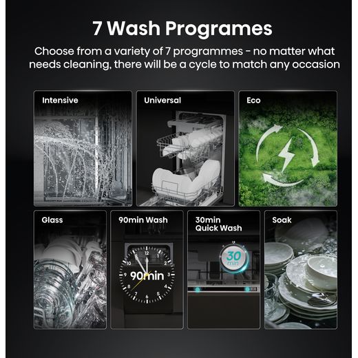 Hisense Fully Integrated Slimline Dishwasher - annotation - 7 wash programmes